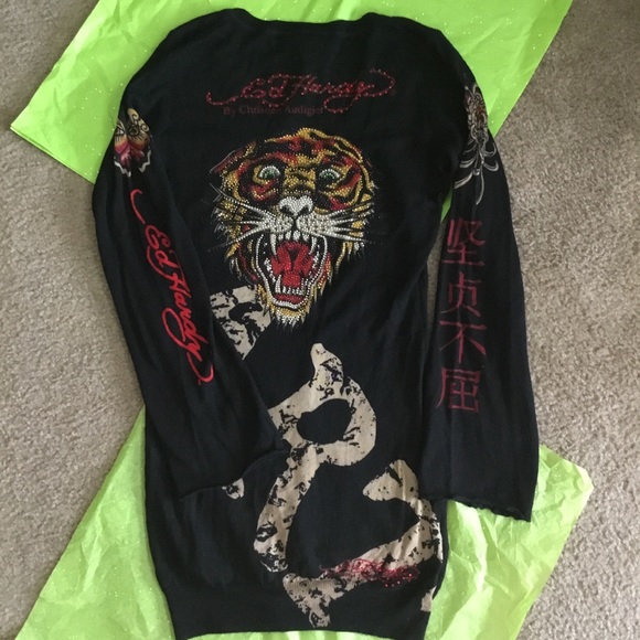 Gorgeous Blinged Out Ed Hardy Sweater - Picture 4 of 8